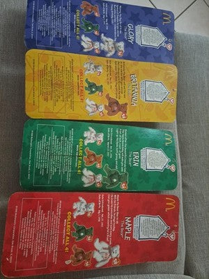 4 McDonalds Beanie Babies Set Lot 1999 Erin Maple Glory Britannia NEW UNOPENED