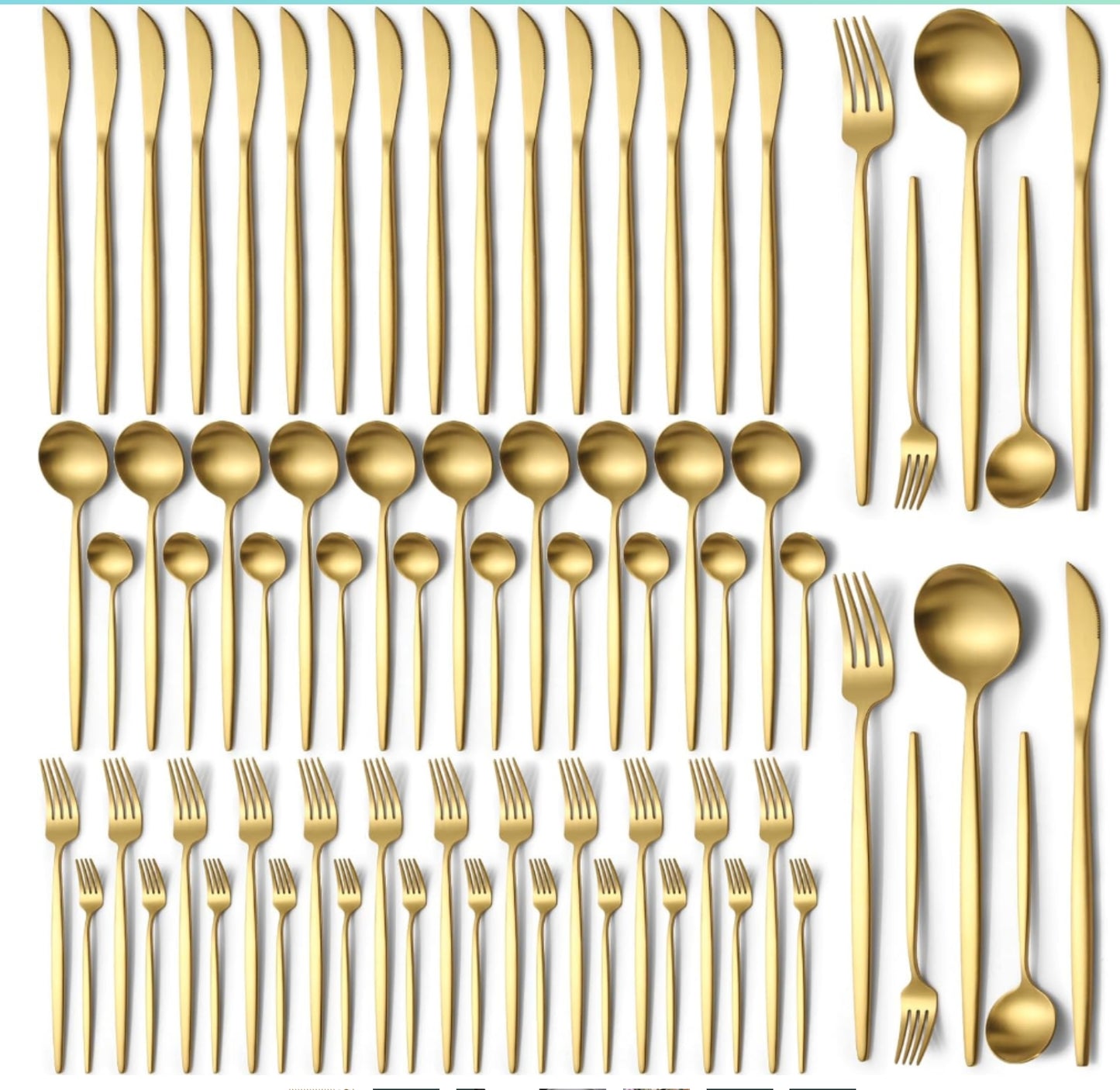 60 Pieces Stainless Steel Silverware Set Includes Knife Fork Spoon Set, Dishwasher Safe (Gold)