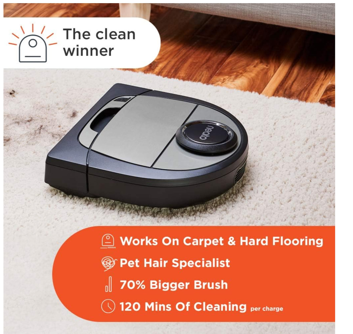 Neato Robotics Botvac D7 Connected Robot Vacuum - Laser Navigation, Wi-Fi Connectivity